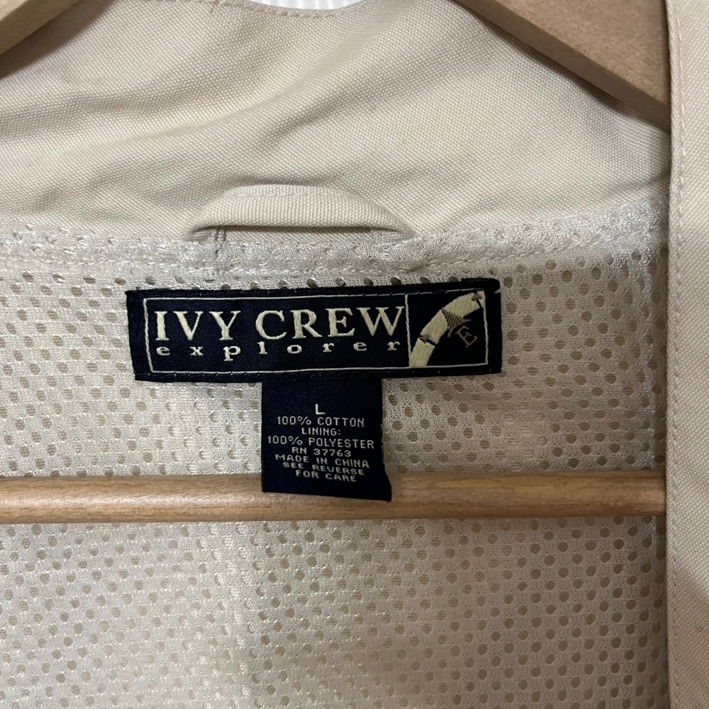 IVY CREW EXPLORER Mens Vest Beige Tan Size‎ L Utility Pockets Fishing Hiking - Picture 6 of 9